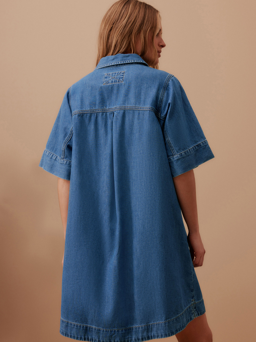 Ava Short Sleeve Mini Dress | Fresh Indigo