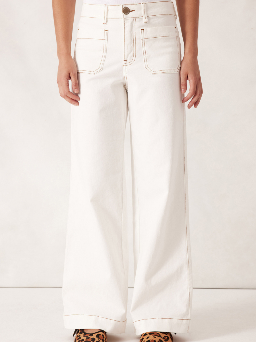 Wide Leg Patch Pocket Jean | Fresh Ecru