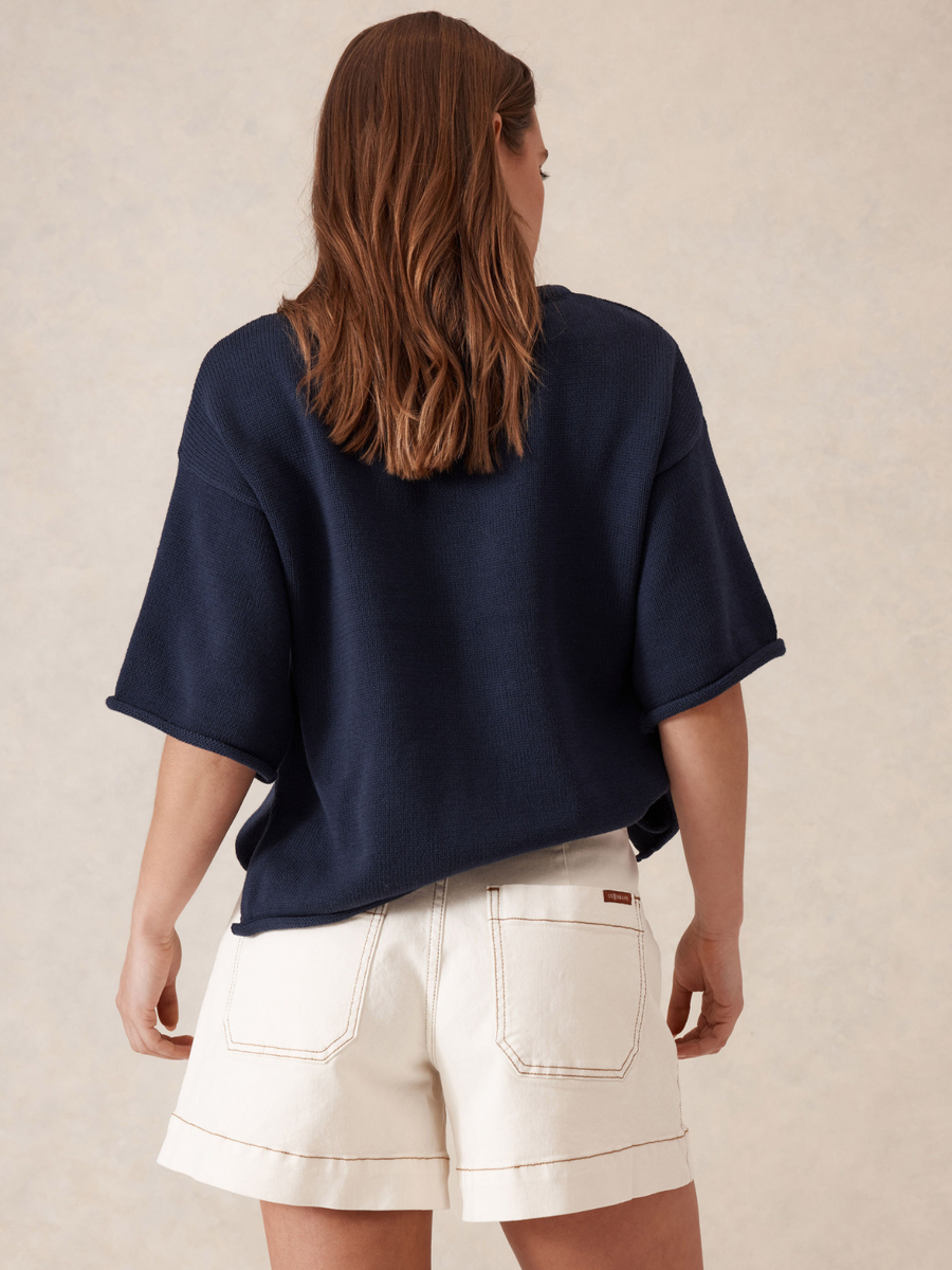 Esther Denim Patch Pocket Short | Eggshell