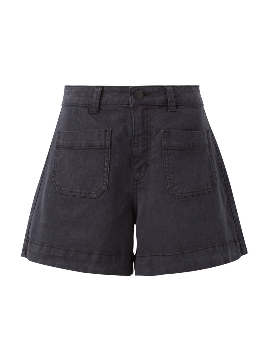 Esther Denim Patch Pocket Short | Washed Black