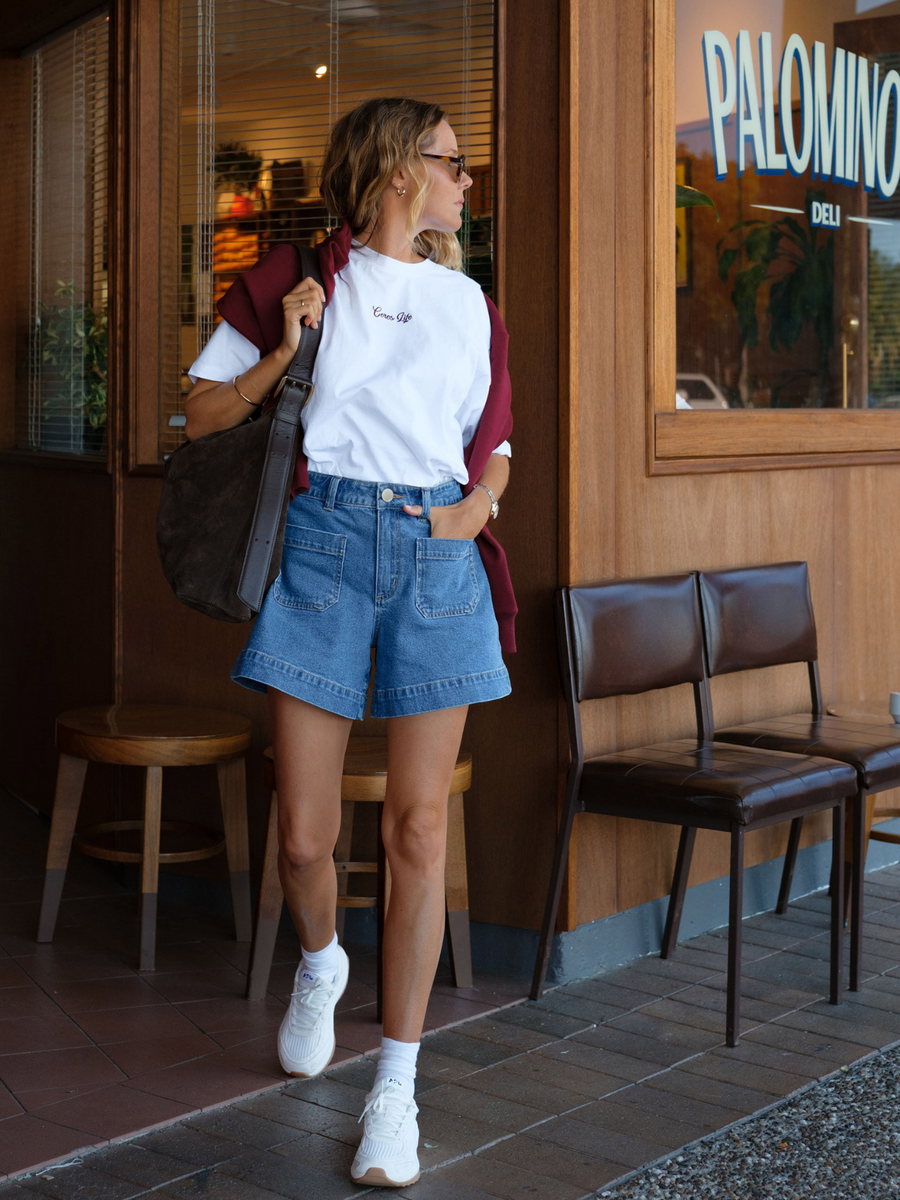 Esther Denim Patch Pocket Short | Fresh Indigo