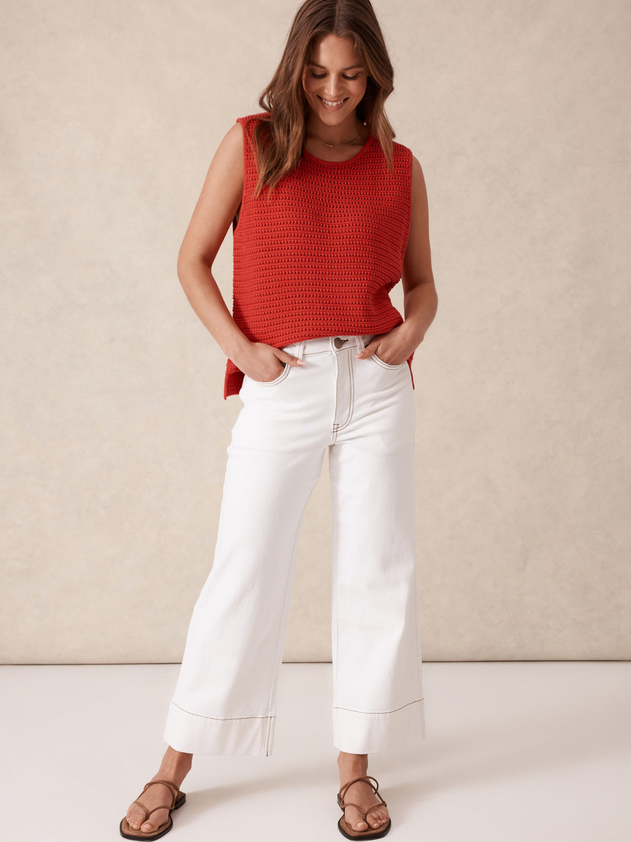 Jude Wide Leg Crop Jean | Fresh Ecru