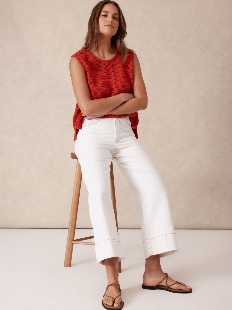 Jude Wide Leg Crop Jean | Fresh Ecru