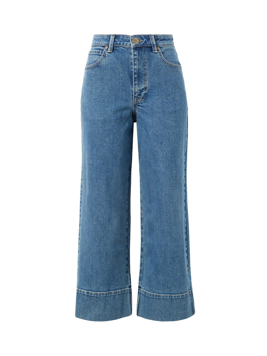 Jude Wide Leg Crop Jean | Mid Indigo