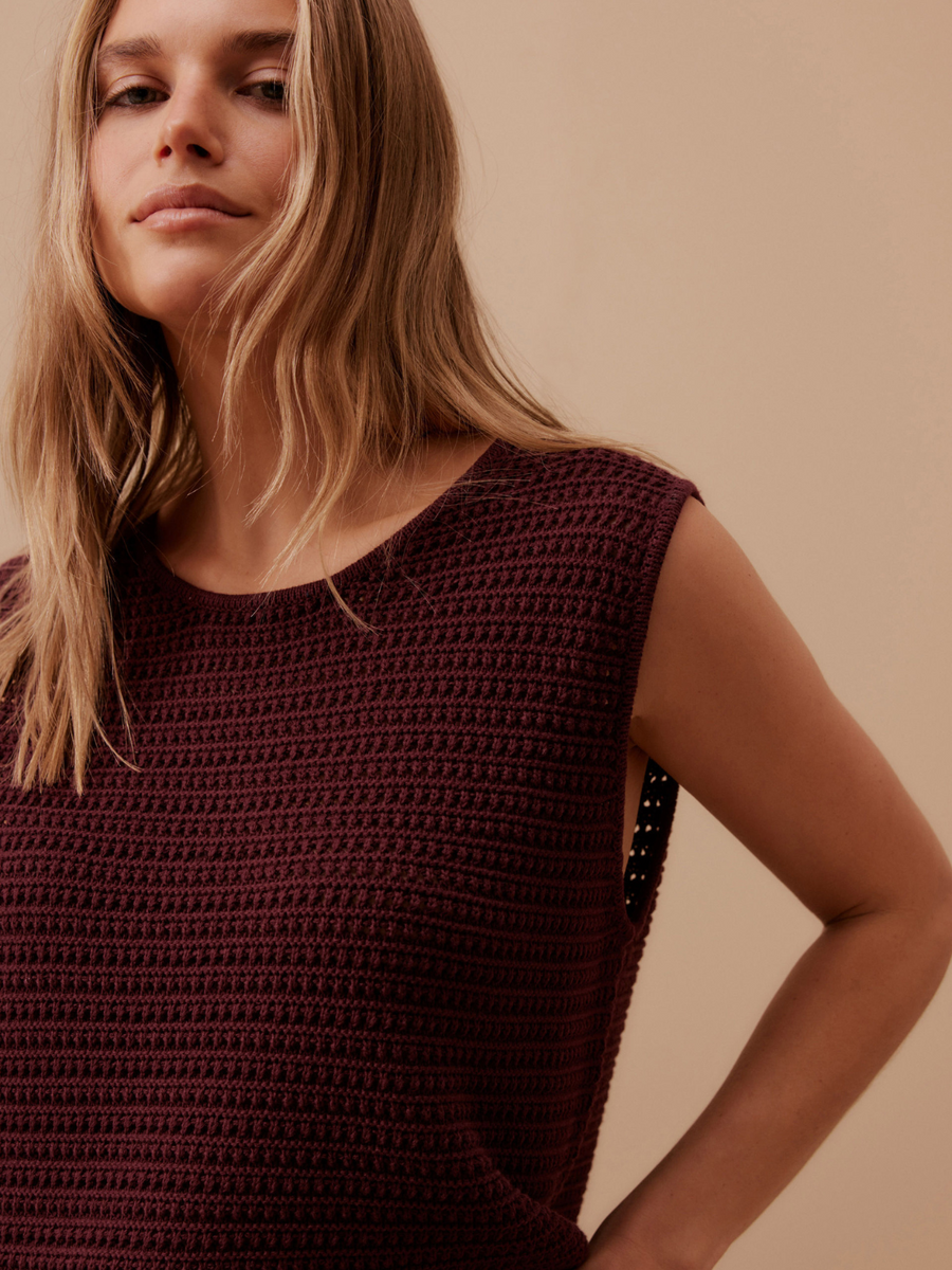 Margot Mesh Knit Tank | Wine