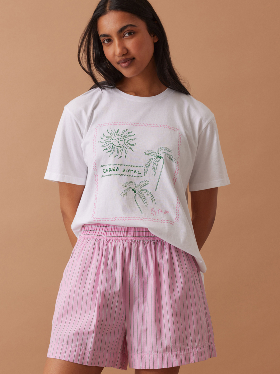Mila Short | Hibiscus Pink Triple Stripe