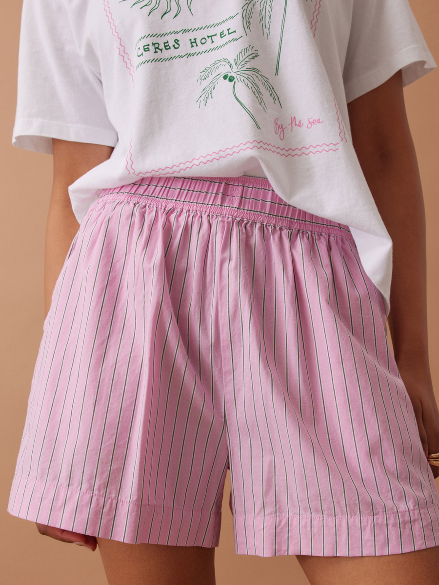 Mila Short | Hibiscus Pink Triple Stripe