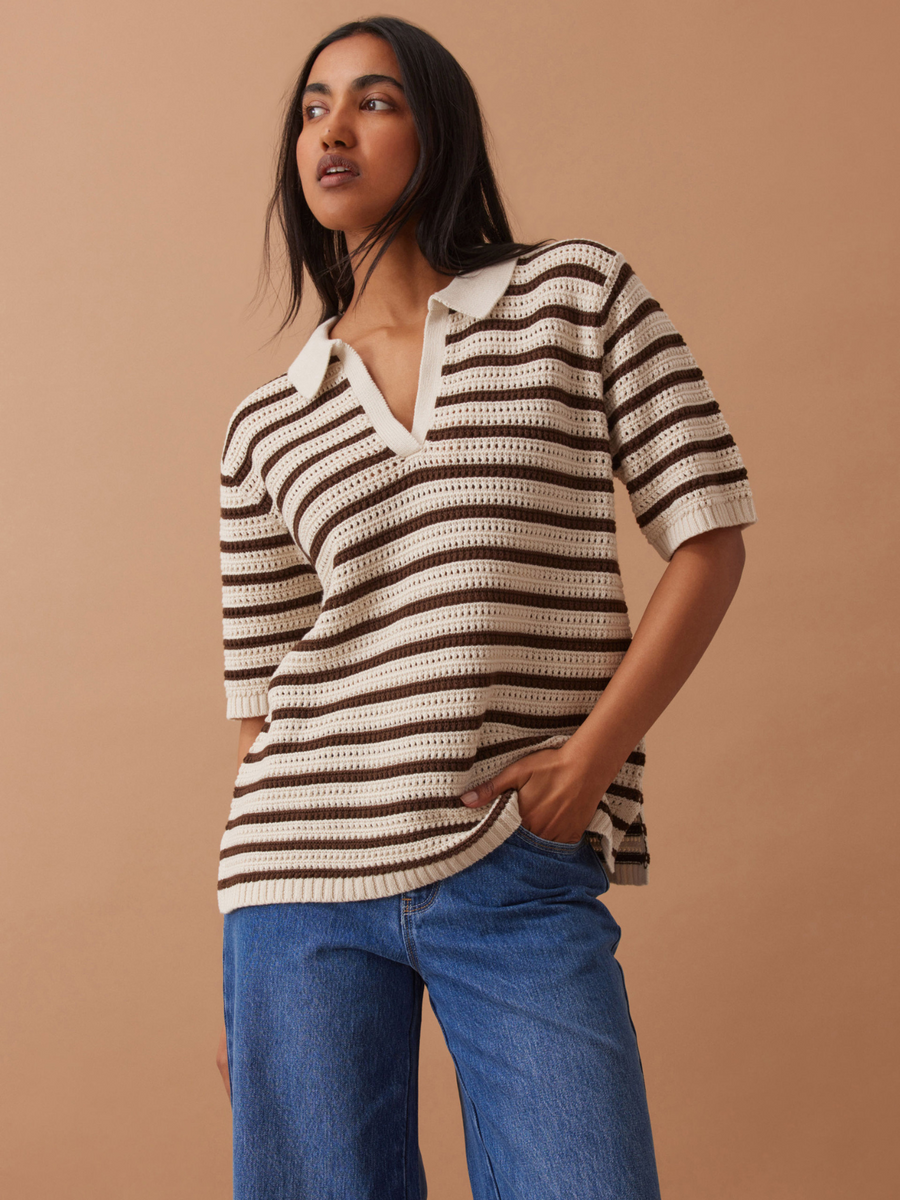 Molly Textured Stripe Short Sleeve Knit Tunic