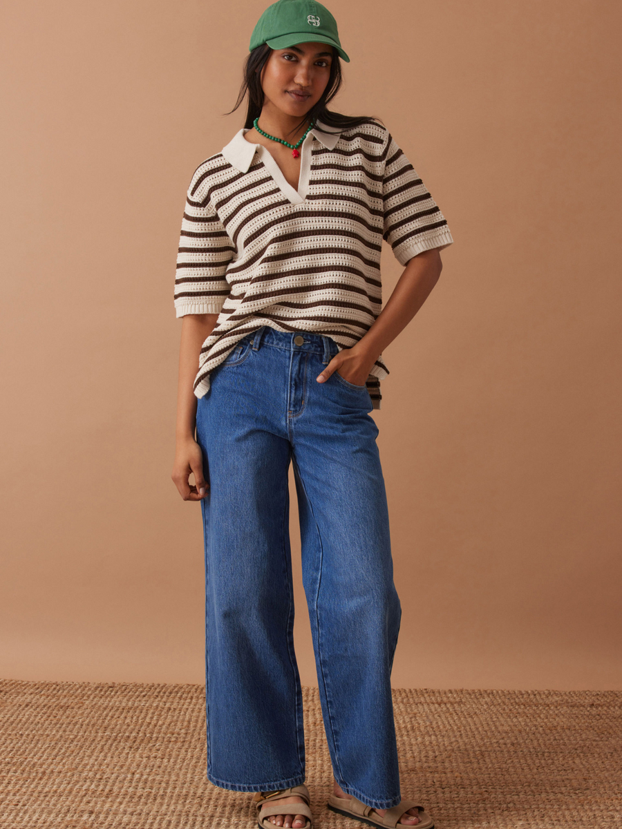 Molly Textured Stripe Short Sleeve Knit Tunic