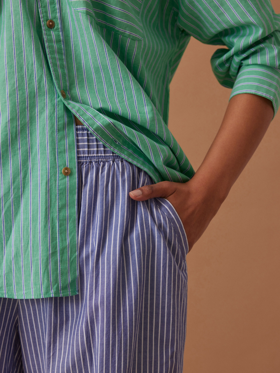 Peta Oversized Shirt | Zesty Green Triple Stripe