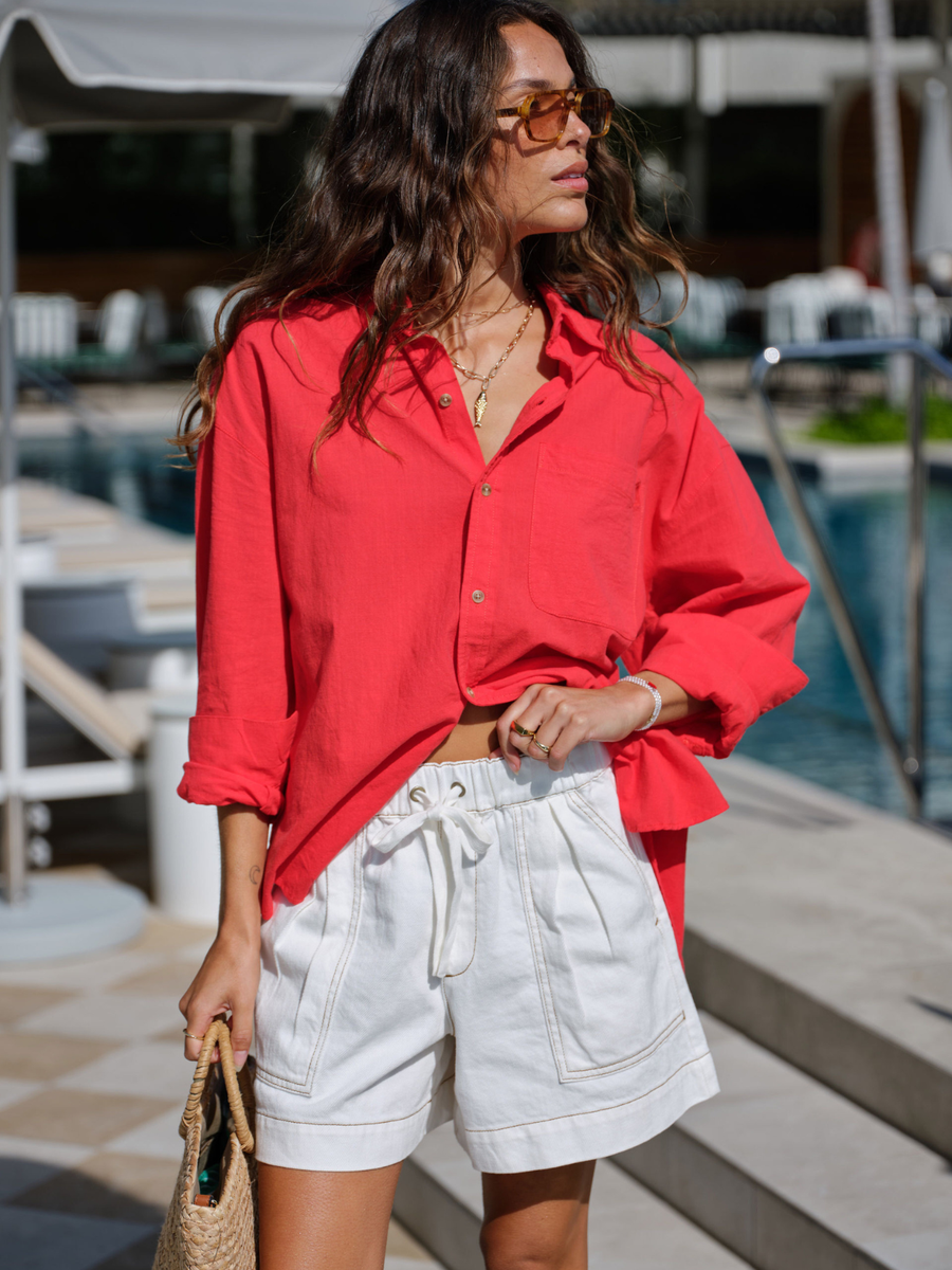 Peta Oversized Shirt | Heritage Red