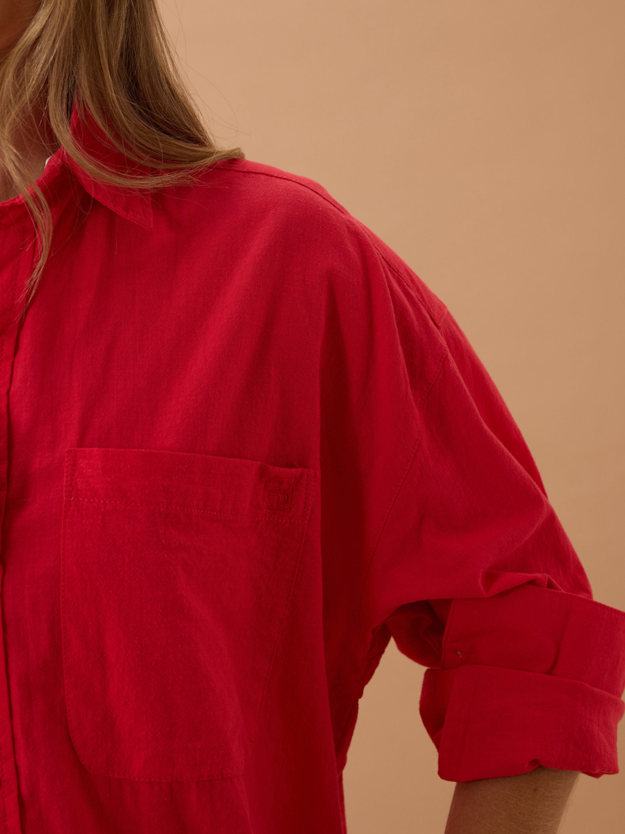 Peta Oversized Shirt | Heritage Red