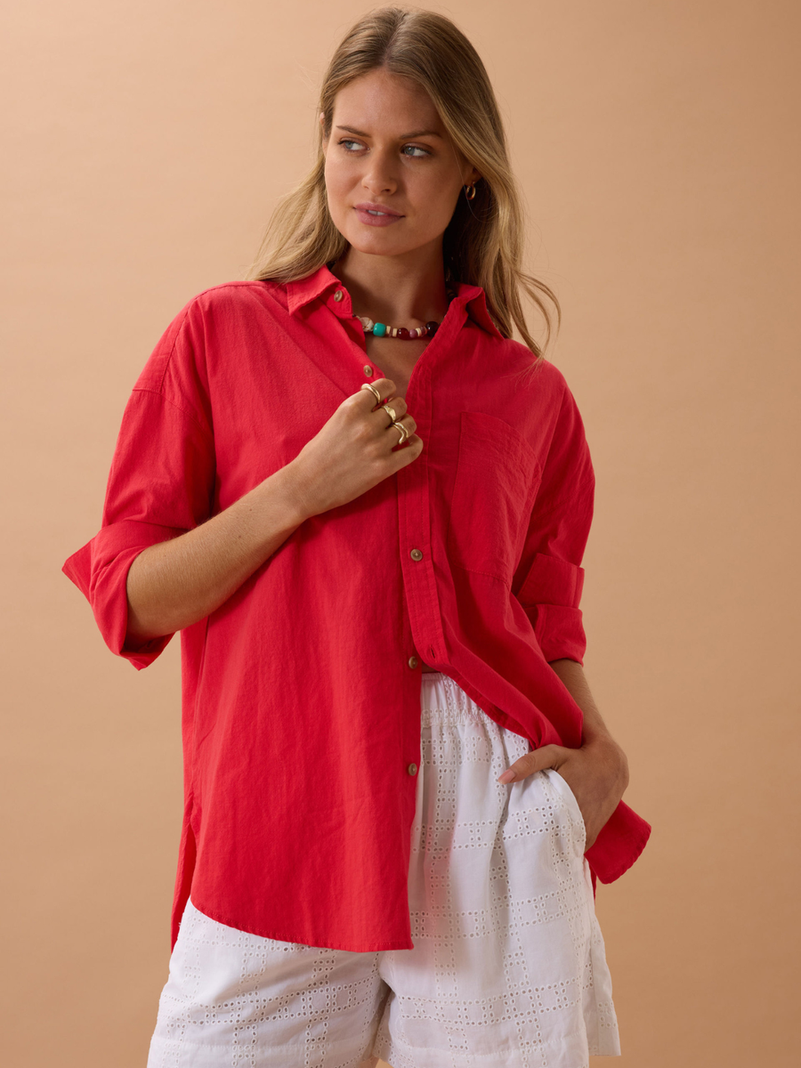 Peta Oversized Shirt | Heritage Red