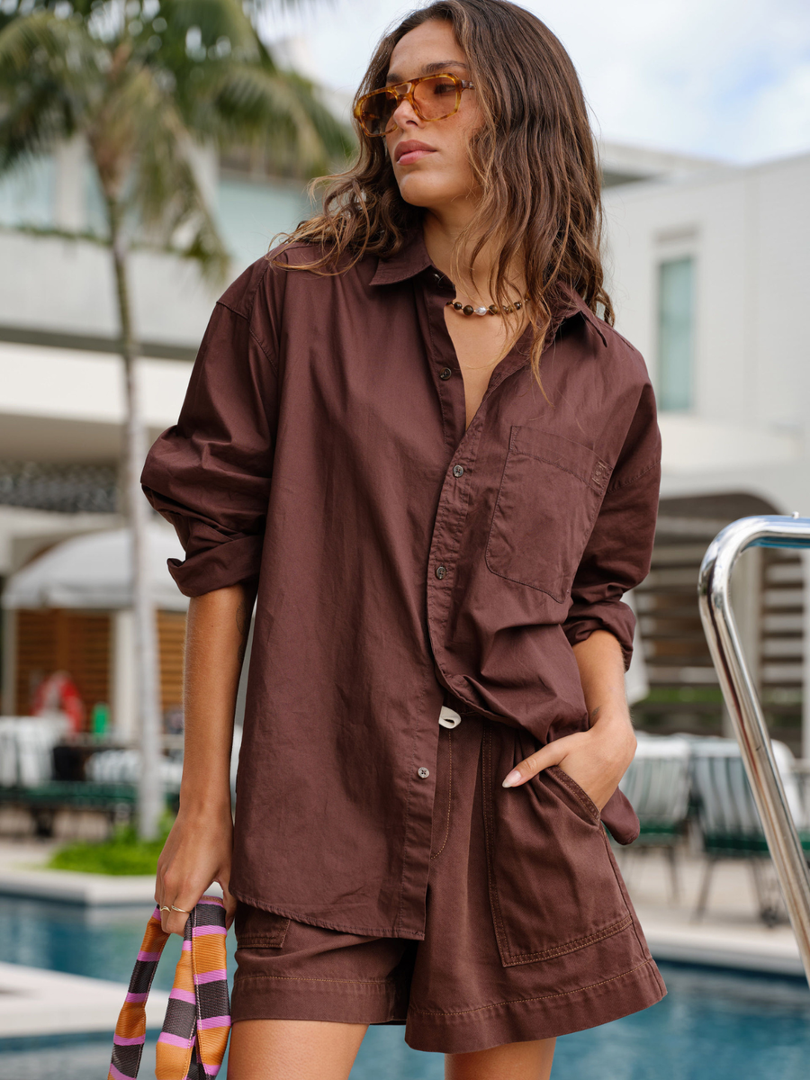 Peta Oversized Shirt | Chocolate