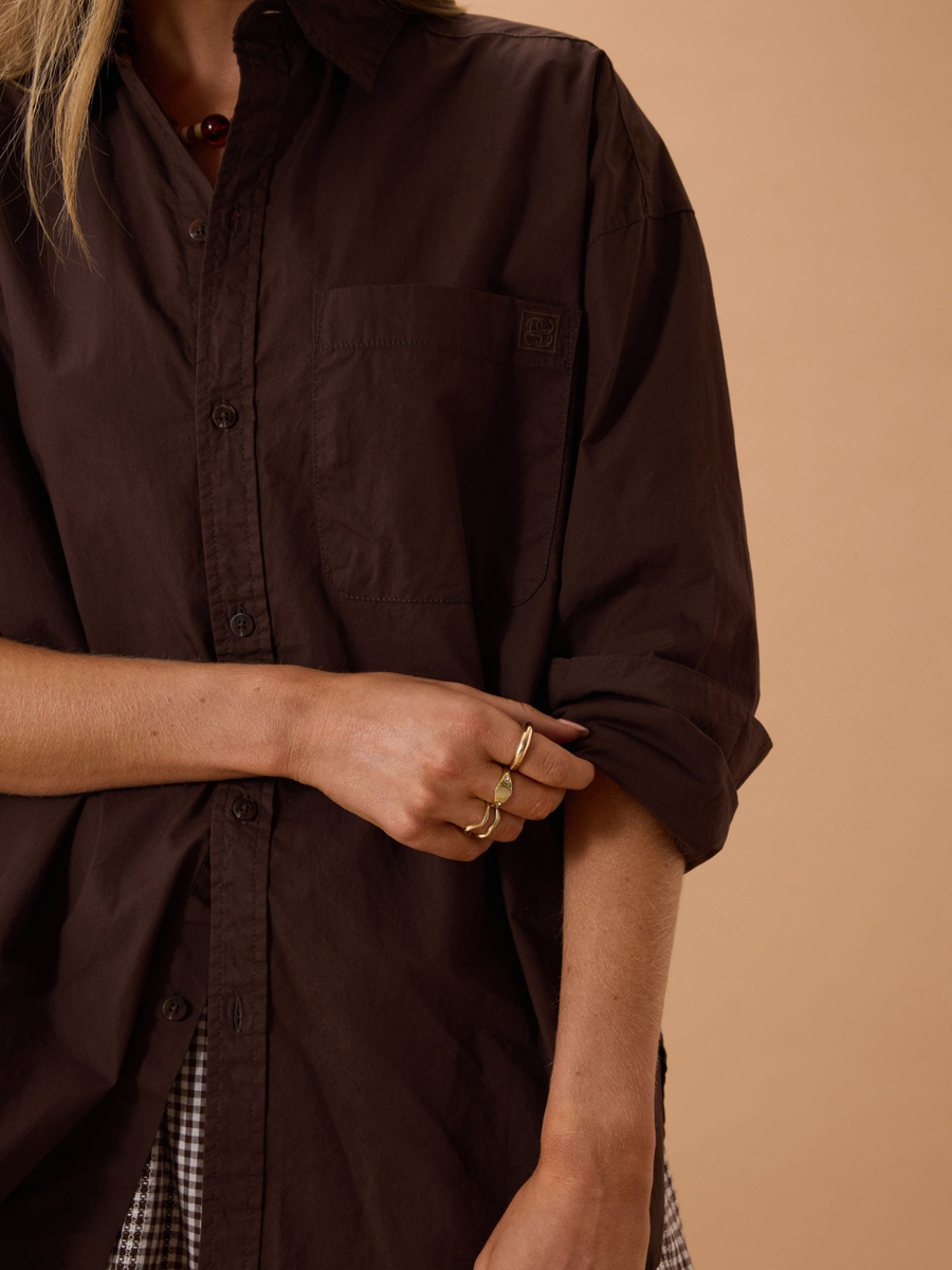 Peta Oversized Shirt | Chocolate