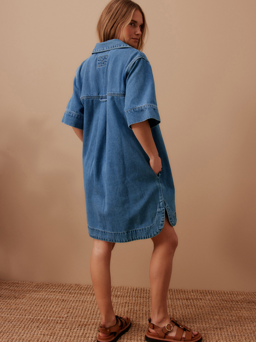 Sammy Relaxed Shirt Dress | Fresh Indigo