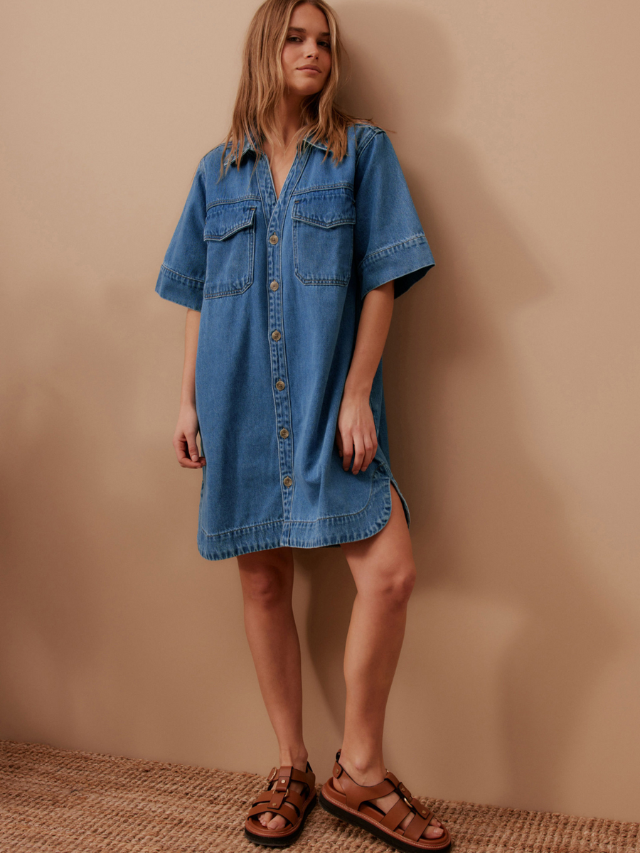 Sammy Relaxed Shirt Dress | Fresh Indigo