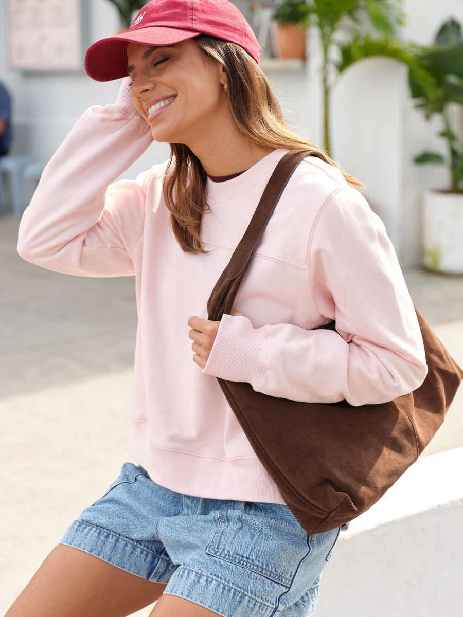 Seamed Fleece Top | Shell Pink