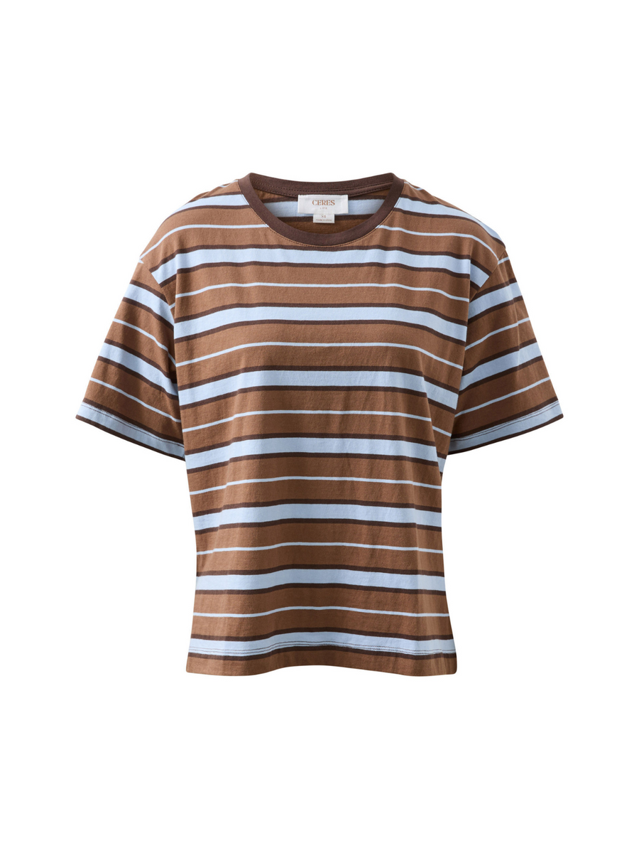Stevie Slouchy Tee | Chalk & Choc Retro Stripe