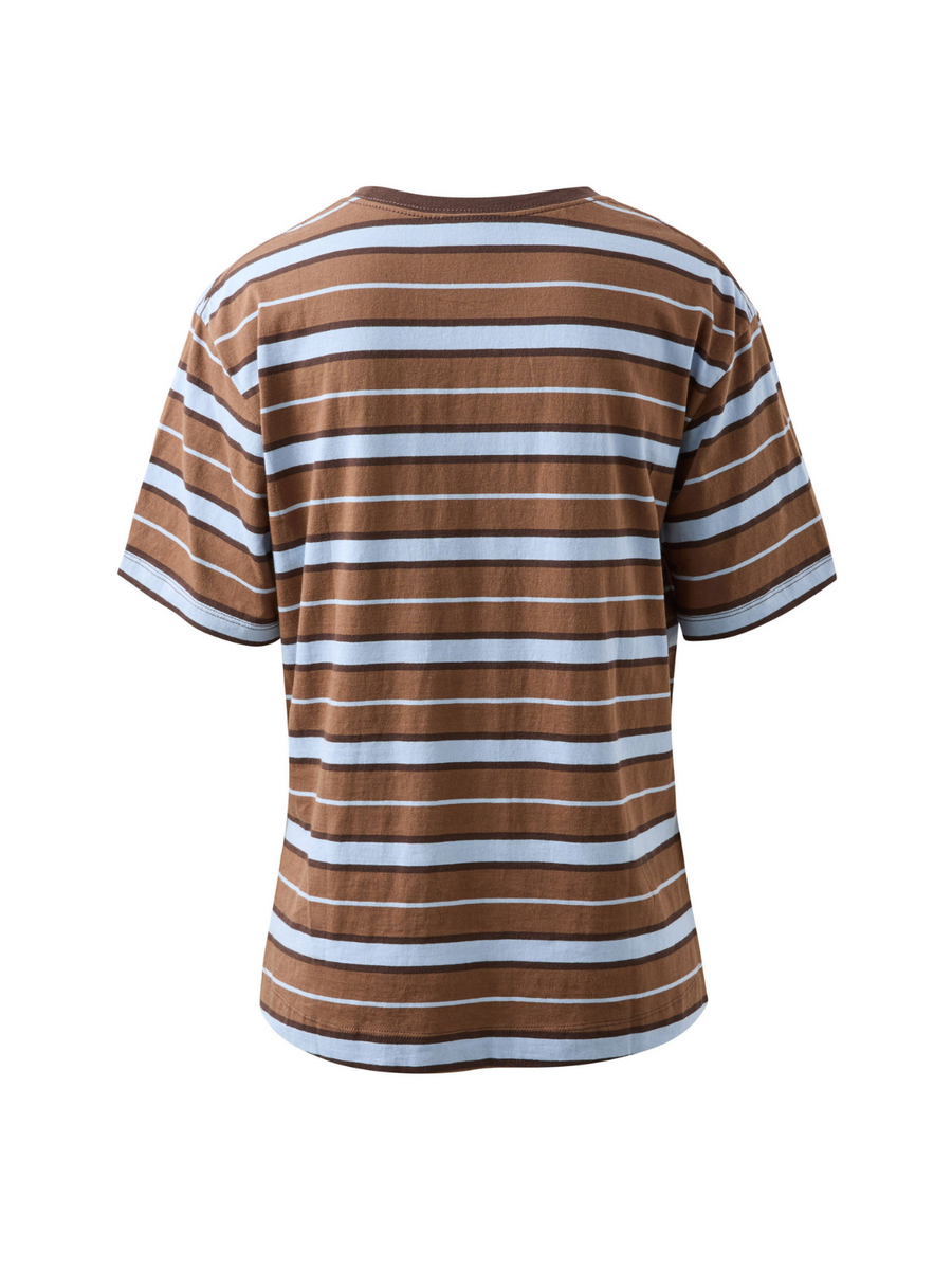 Stevie Slouchy Tee | Chalk & Choc Retro Stripe