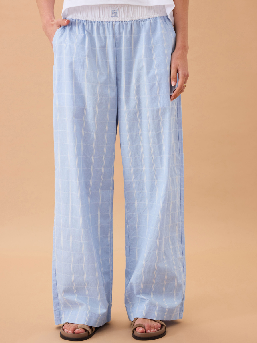 The Lounge Pant | Blue Faint Check
