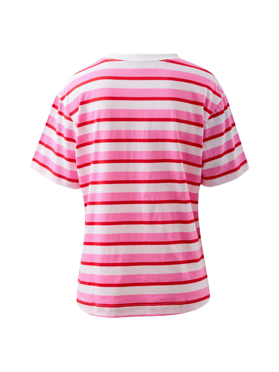 Stevie Slouchy Tee | Hibiscus/Heritage Red Stripe