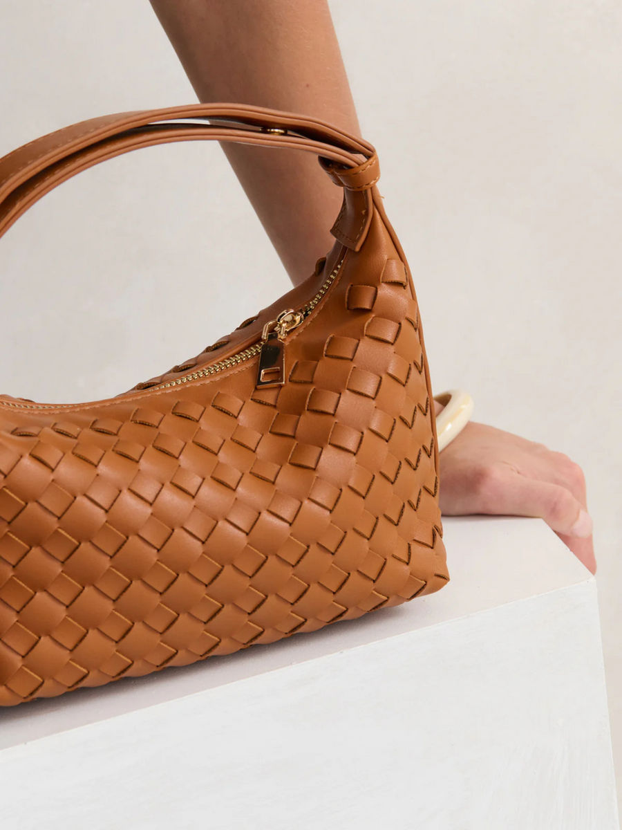 Cleo Woven Handbag | Tan