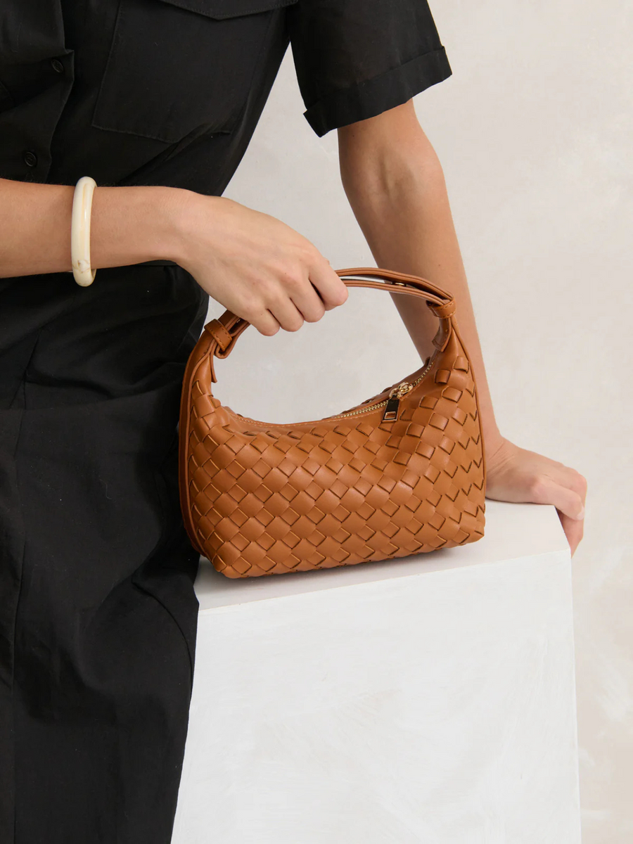 Cleo Woven Handbag | Tan