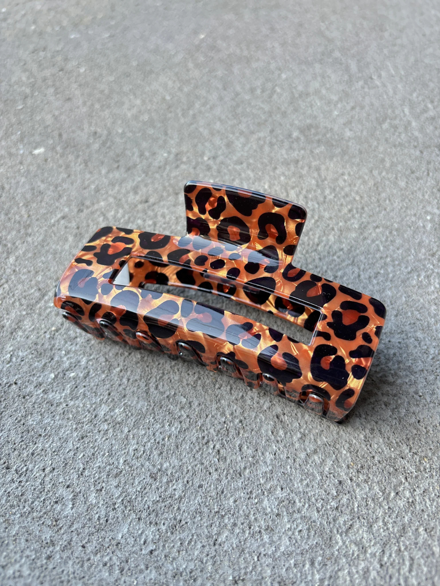 Leopard Rectangular Claw Clip