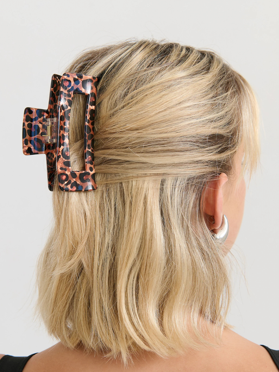 Leopard Rectangular Claw Clip