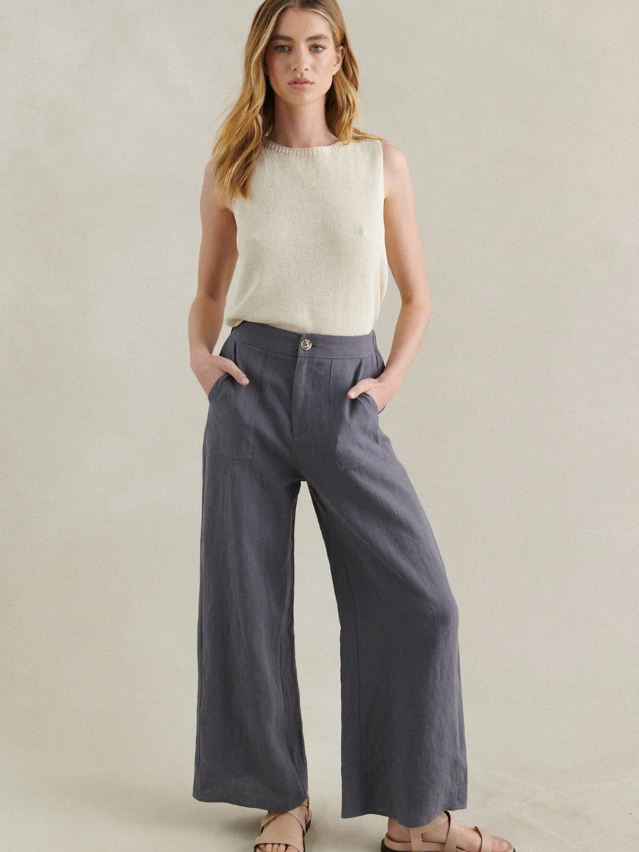 Jude Linen Pants | Charcoal