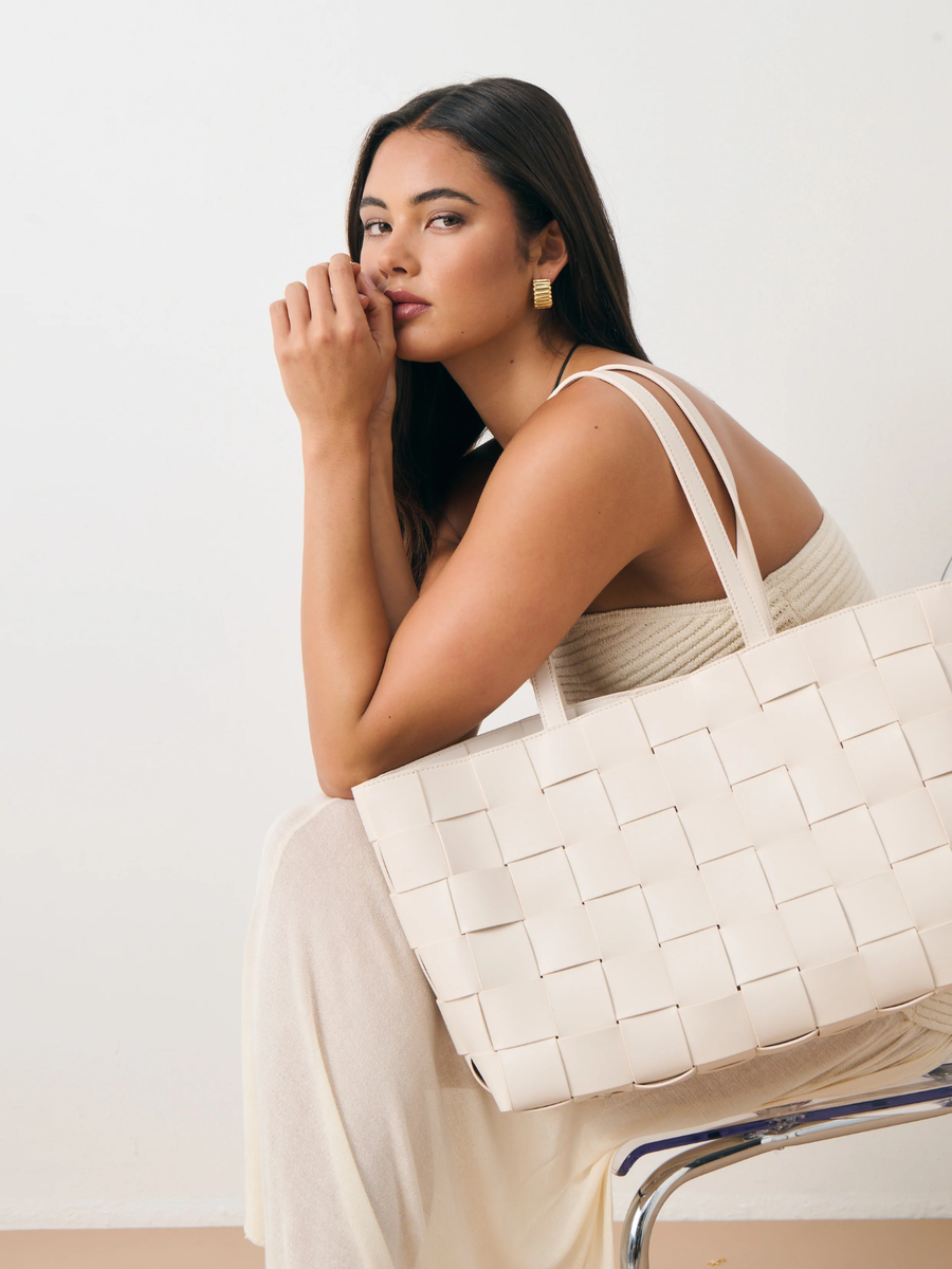 Nelly Woven Tote Bag | Beige