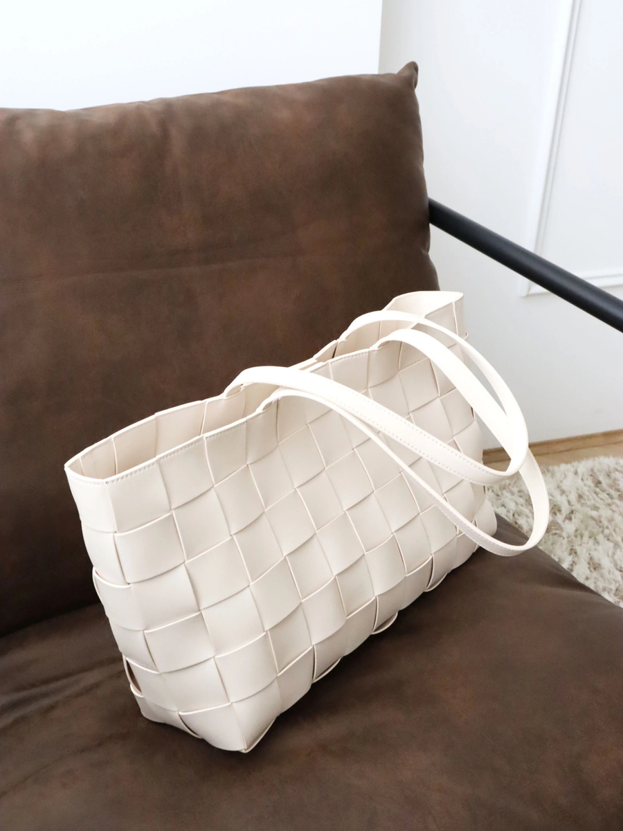 Nelly Woven Tote Bag | Beige