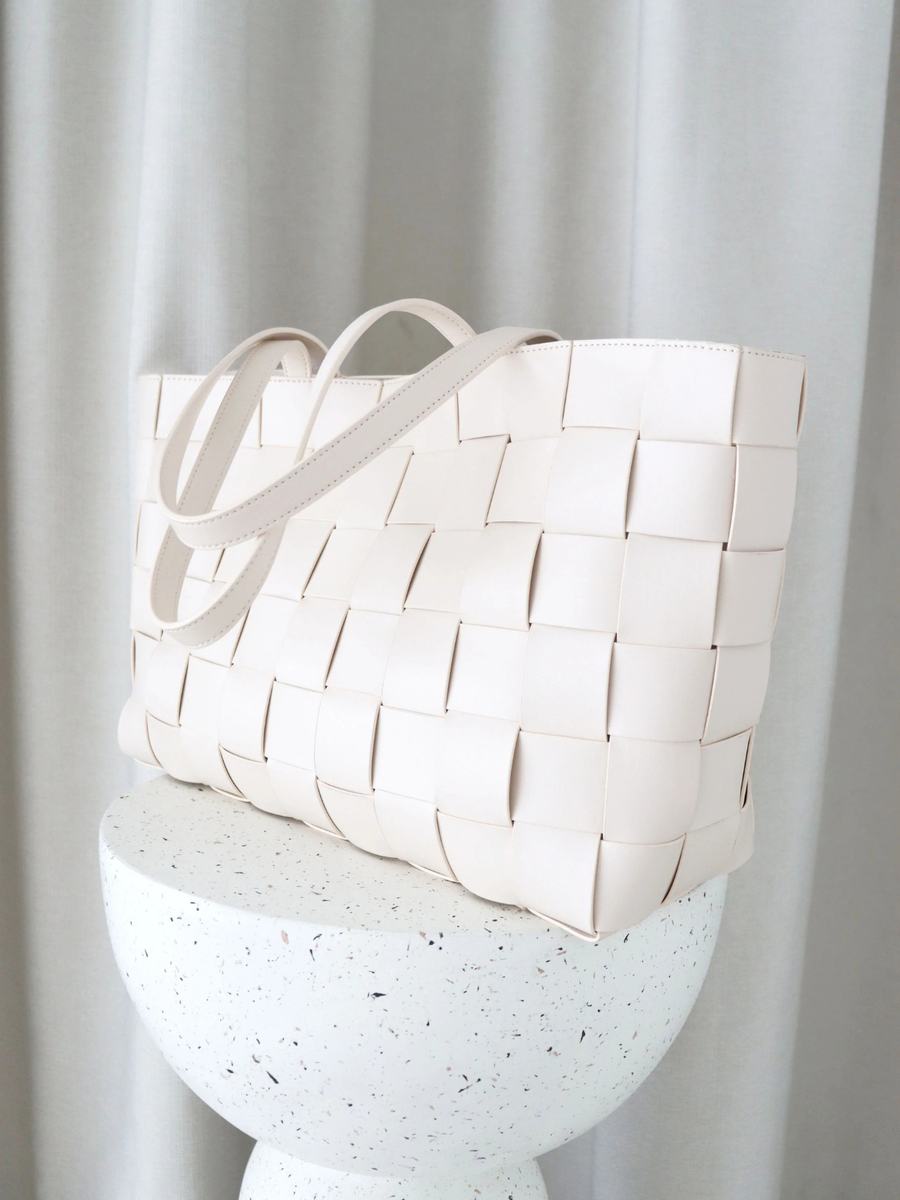 Nelly Woven Tote Bag | Beige