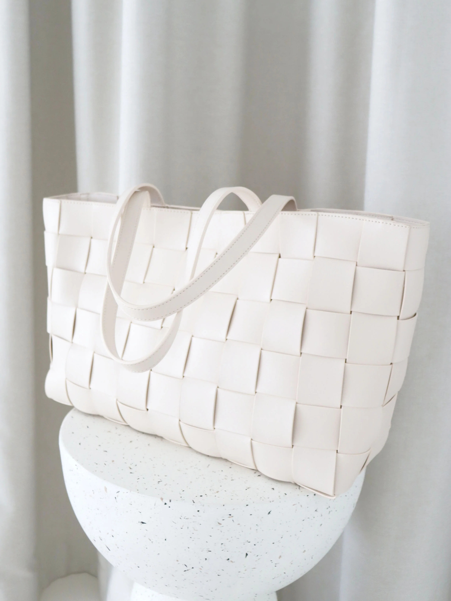 Nelly Woven Tote Bag | Beige