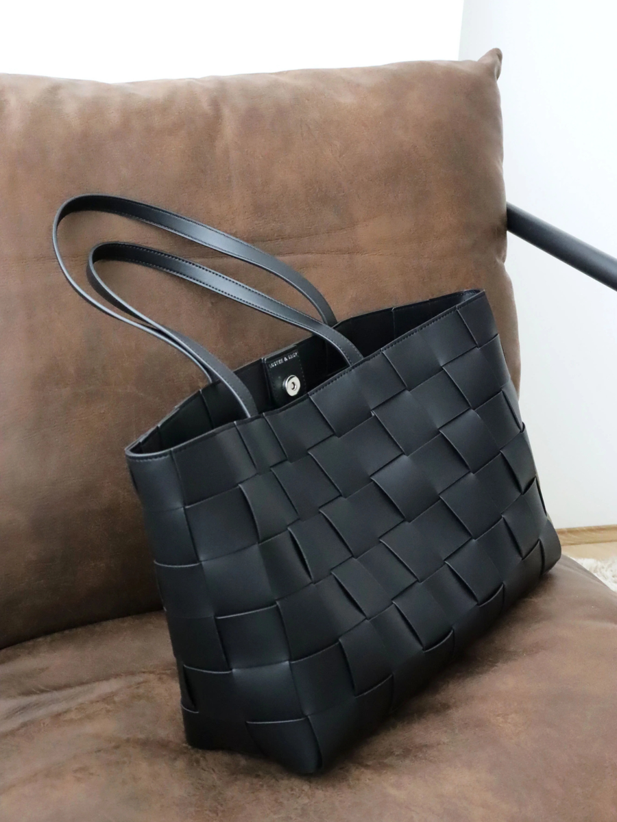 Nelly Woven Tote Bag | Black