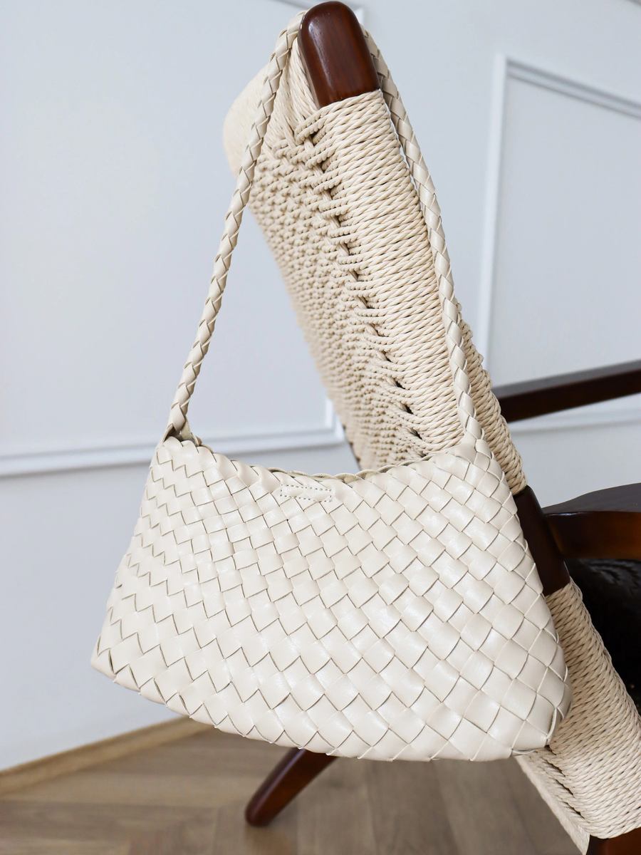 Roselle Woven Shoulder Bag | Ivory